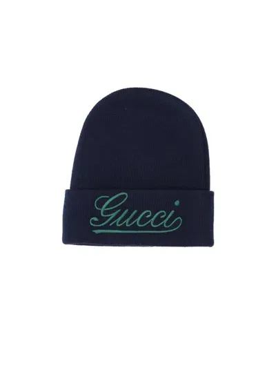 Gucci Logo Beanie In Blue