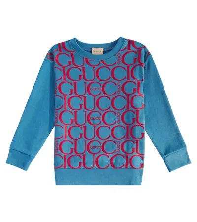 Gucci Kids' Logo Cotton Sweater In Blue