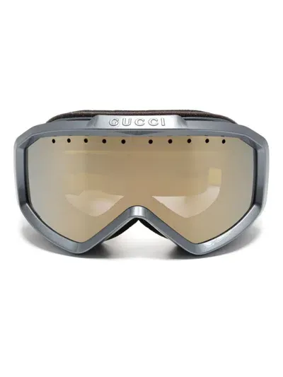 Gucci Logo-embossed Ski Goggles In Grey