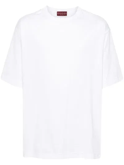 Gucci Logo-embroidered Cotton T-shirt In White