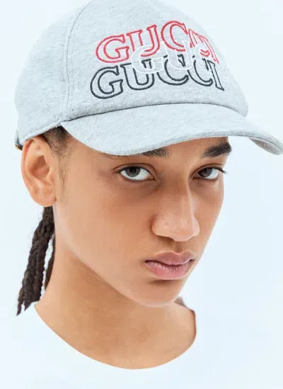 Gucci Logo Embroidery Baseball Cap In Grey