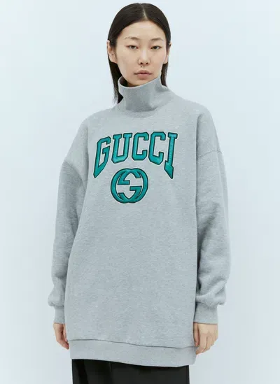 Gucci Logo Embroidery Sweatshirt In Gray