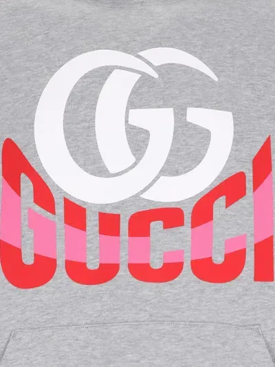 Gucci Logo Hoodie In Grey/melange/mc