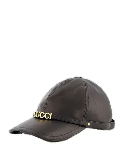 Gucci Logo Lettering Baseball Cap In Black