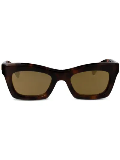 Gucci Logo-lettering Sunglasses In Brown