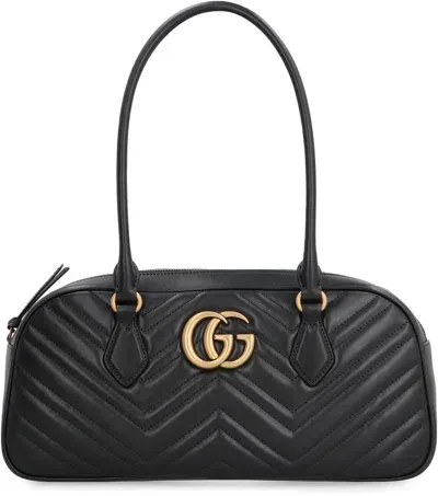 Gucci Logo Monogrammed Top Handle Bag In Black