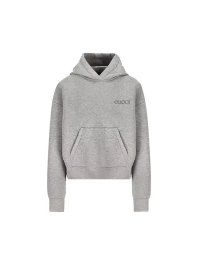 Gucci Logo Patch Hoodie In Grey