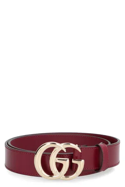 Gucci Gg Marmont Leather Belt In Red