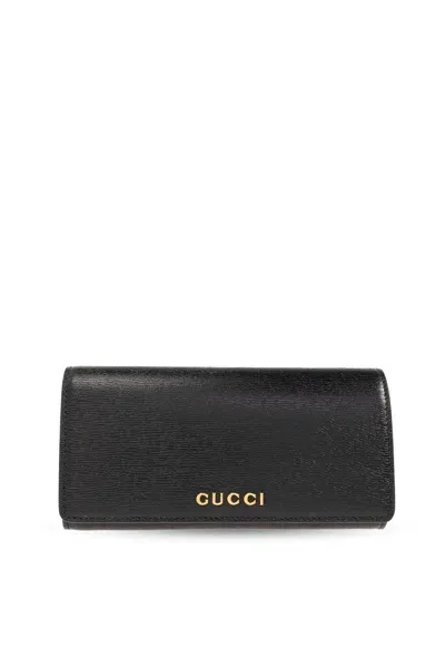 Gucci Logo Plaque Continental Wallet In Nero