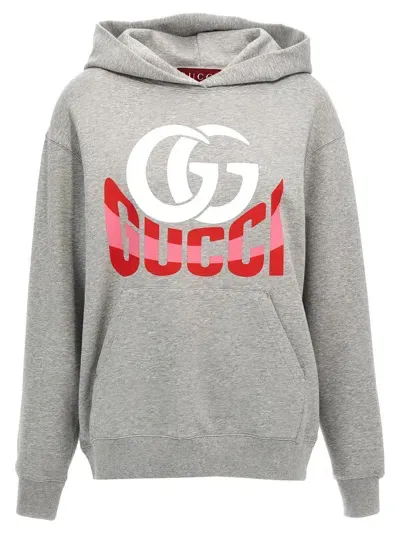 Gucci Cotton Jersey Hooded Sweatshirt In Gray