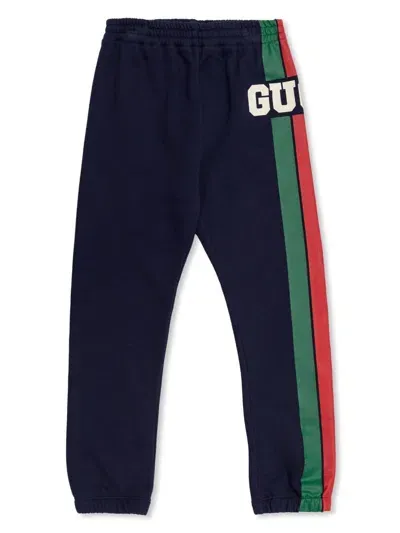 Gucci Kids' Logo-print Track Pants In Blue