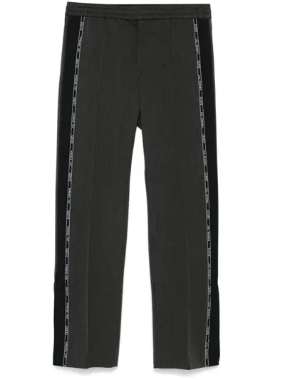 Gucci Logo-trim Trousers In Dark Grey