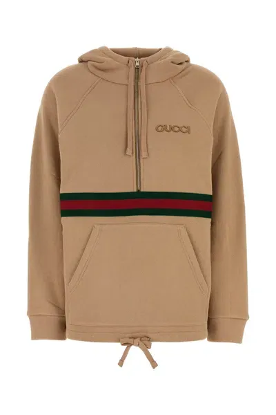 Gucci Camel Cotton Oversize Sweatshirt In Brown