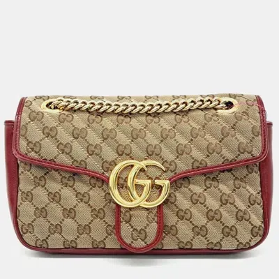 Pre-owned Gucci Marmont Matrace Shoulder Bag In Beige