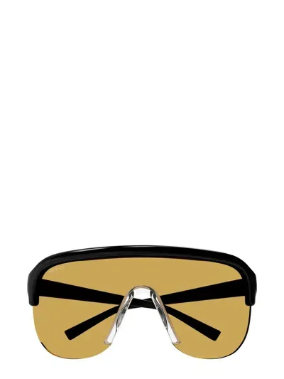 Gucci Mask-shaped Frame Sunglasses In 005 Black Black Orange