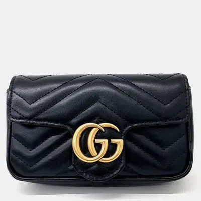 Pre-owned Gucci Matrace Super Mini Crossbody Bag In Black