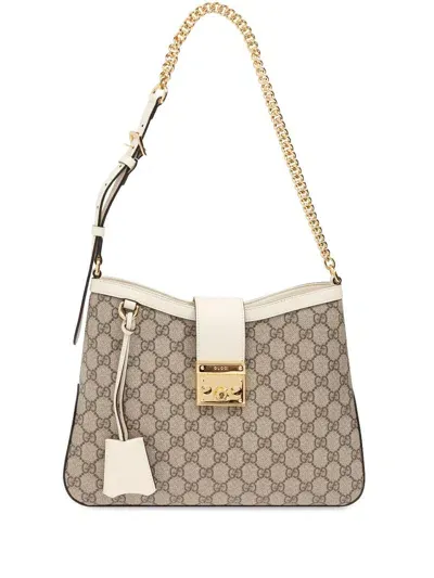 Gucci Medium Padlock Gg Shoulder Bag In Beige