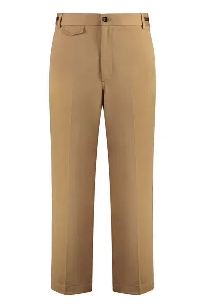 Gucci Cotton Trousers In Beige