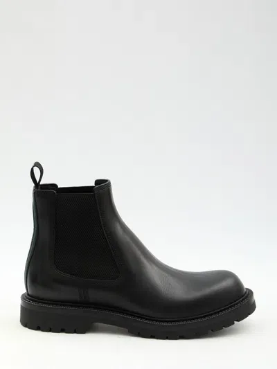 Gucci Men's Chelsea Boots With Web In Black