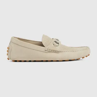 Gucci Men`s Driver Moccasin With Clamp In Nude & Neutrals