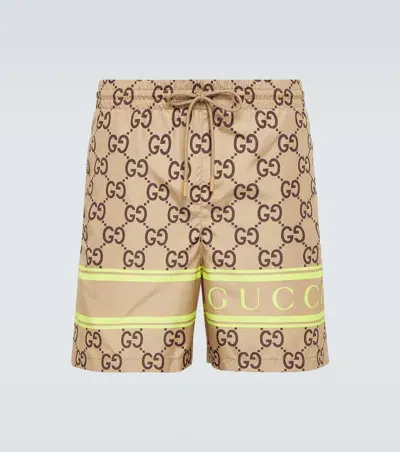 Gucci Gg Nylon Swimshorts In Cream