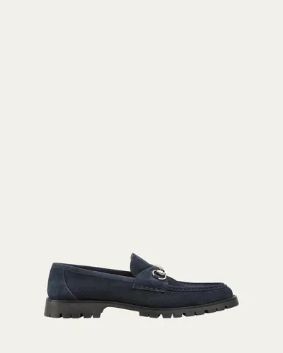 Gucci Sylke Suede Leather Loafers In Blue