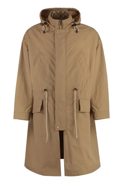 Gucci Technical Fabric Parka In Camel