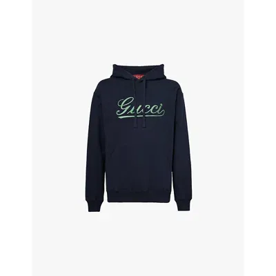 Gucci Logo Hoodie In Blue