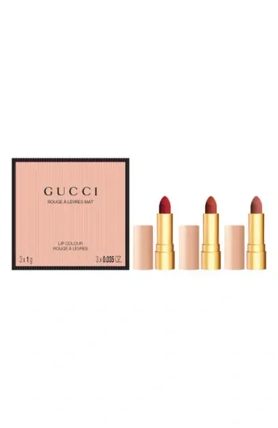 Gucci Mini Velvet Matte Lipstick 3-piece Festive Gift Set $45 Value In Red Multi