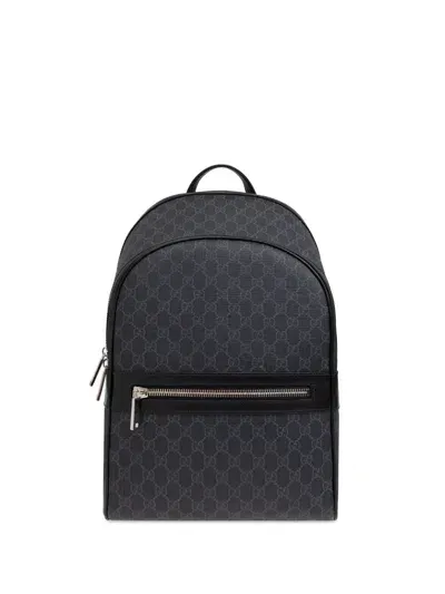 Gucci Monogram-pattern Canvas Backpack In Grey