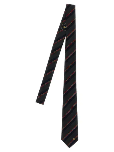 Gucci Horsebit-jacquard Silk Tie In Grey