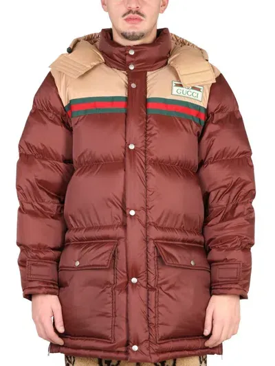 Gucci Logo-patch Padded Down Coat In Multi