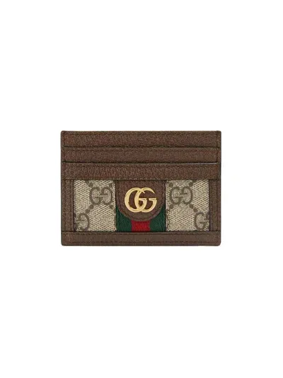 Gucci Ophidia Credit Card Case In Brown