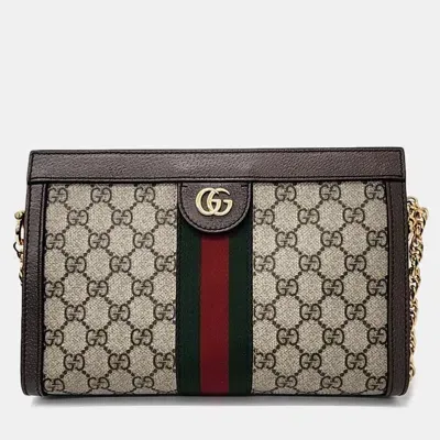 Pre-owned Gucci Ophidia Gg Supreme Shoulder Bag In Beige