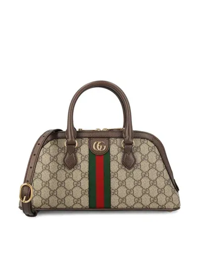 Gucci Ophidia Monogrammed Top Handle Bag In Beige