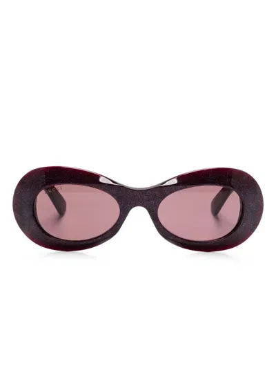 Gucci Oval-frame Sunglasses In 紫色