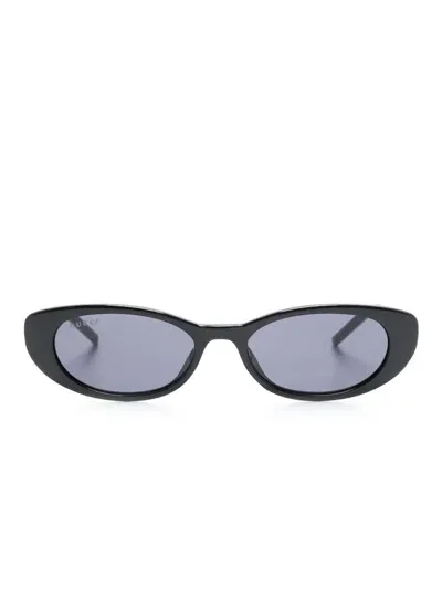 Gucci Oval-frame Sunglasses In Black