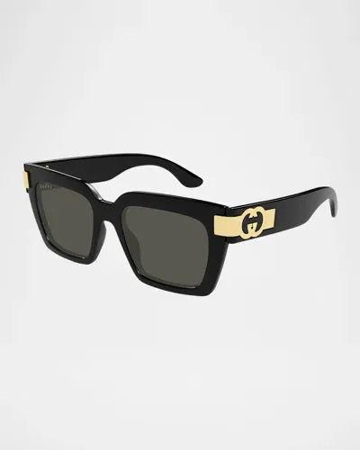 Gucci Oversized Plastic Cat-eye Sunglasses In Shiny Black