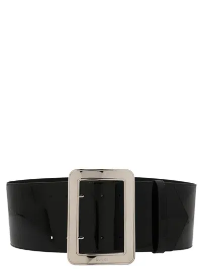 Gucci Painted Leather Belt In Black