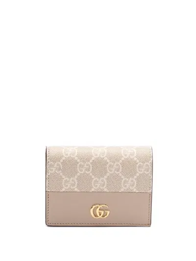 Gucci Canvas Gg Marmont Wallet In Beige