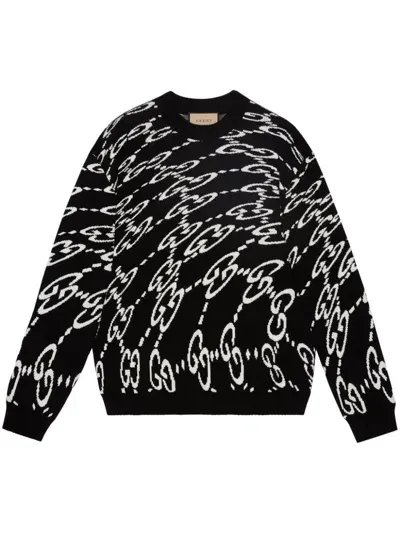 Gucci Pikee-pullover Mit Welligem Gg In Black