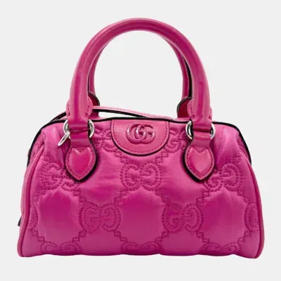 Pre-owned Gucci Pink Leather Gg 'love Parade' Matelassé Mini Bag W/ Strap