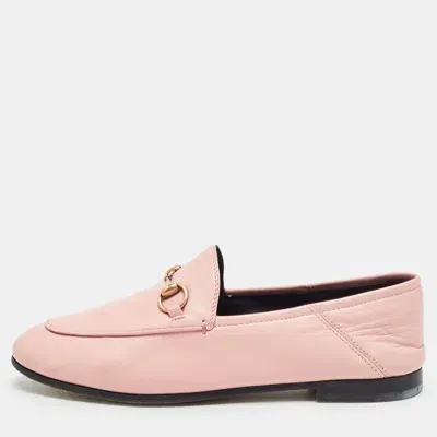 Pre-owned Gucci Pink Leather Jordaan Loafers Size 37