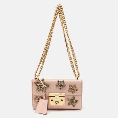 Pre-owned Gucci Pink Leather Small Star Beads Padlock Shoulder Bag