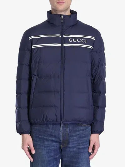 Gucci Piumino In Nylon In Blue