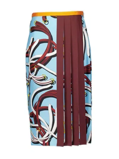 Gucci Pleated Midi Skirt In Multi