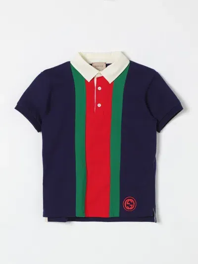 Gucci Polo Shirt  Kids Color Blue In Brown