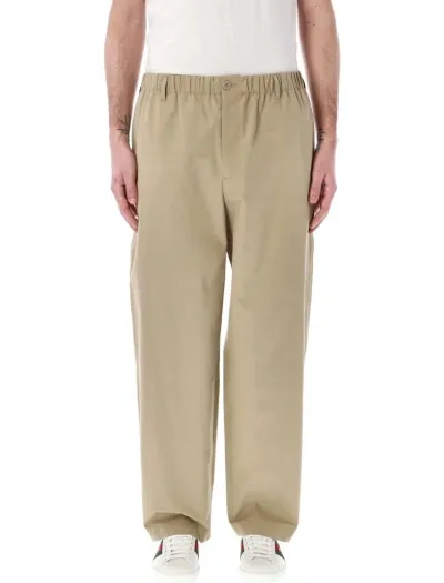 Gucci Poplin Trousers In Beige