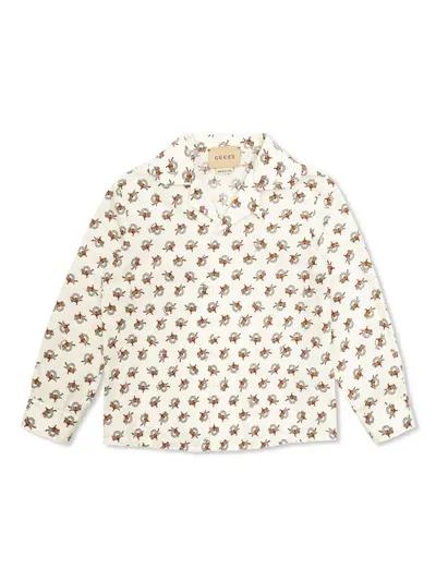 Gucci Babies' Printed Cotton Shirt In White