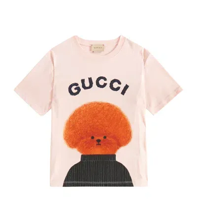 Gucci Kids' Printed Cotton T-shirt In Pink